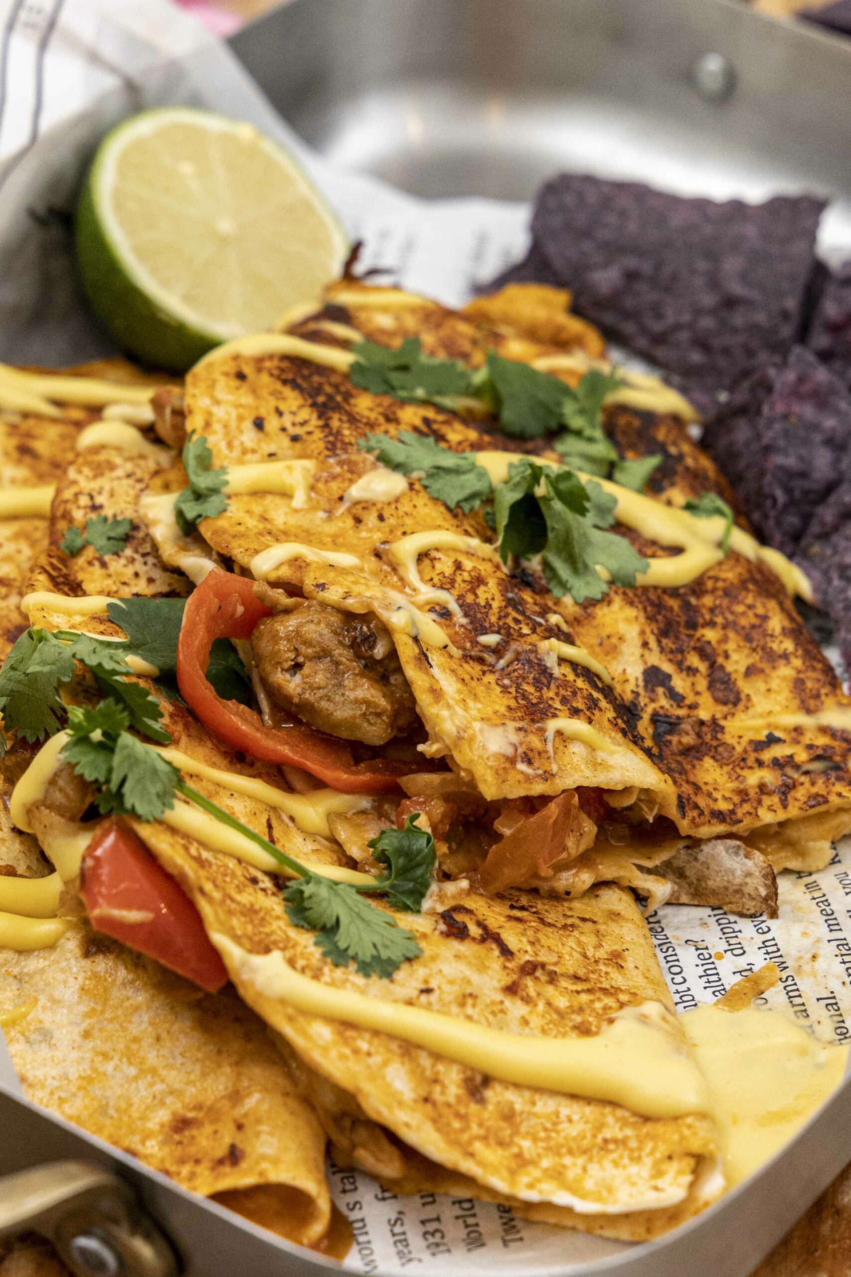 Djúsí taco með tættum kjúkling