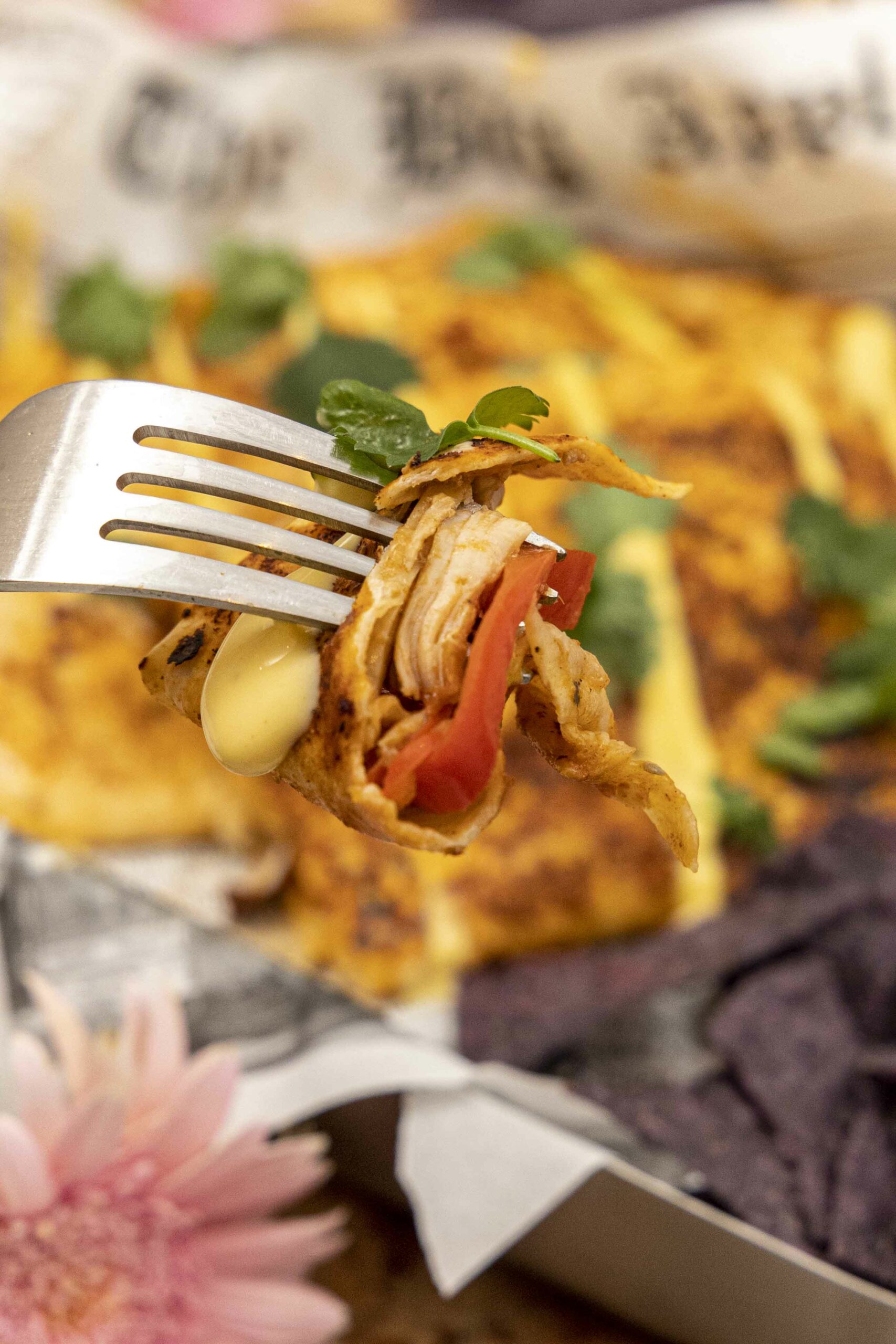 Djúsí taco með tættum kjúkling