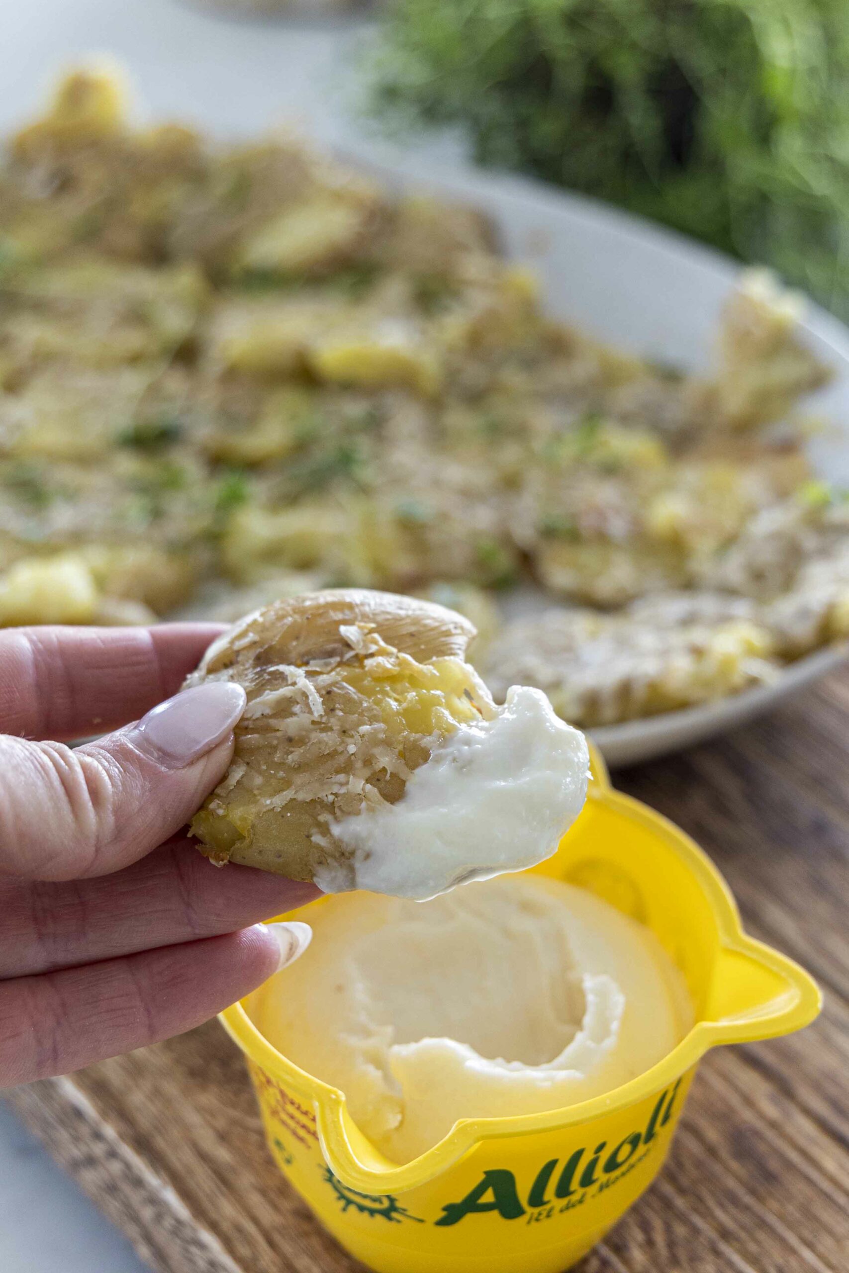 kramdar parmesan kartöflur með aioli derssingu