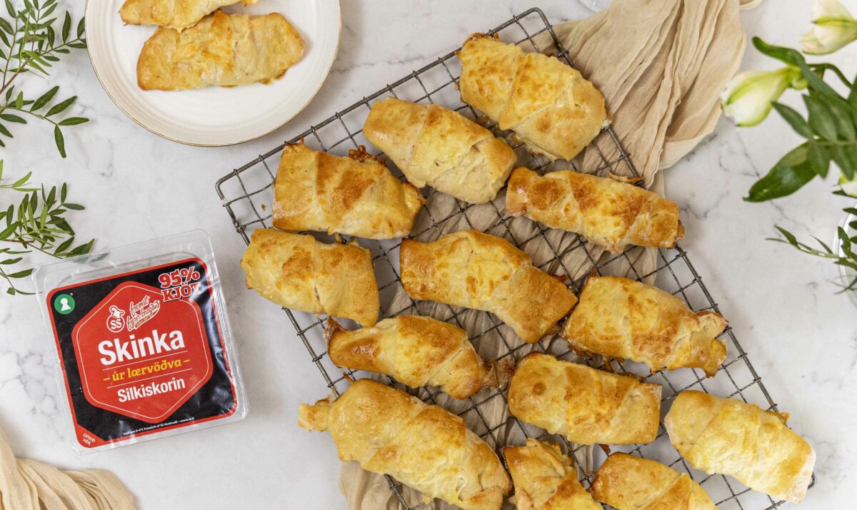 Ljúffeng skinkuhorn með silkiskorinni skinku