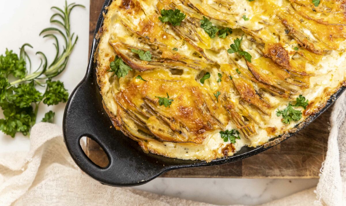 Ljúffengt rjómaosta kartöflugratín