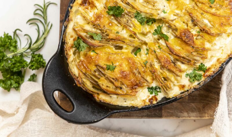 Ljúffengt rjómaosta kartöflugratín