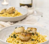 Hörpuskelja risotto