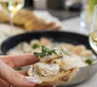 Risarækjur í hvítvínsrjómasósu