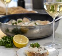 Risarækjur í hvítvínsrjómasósu