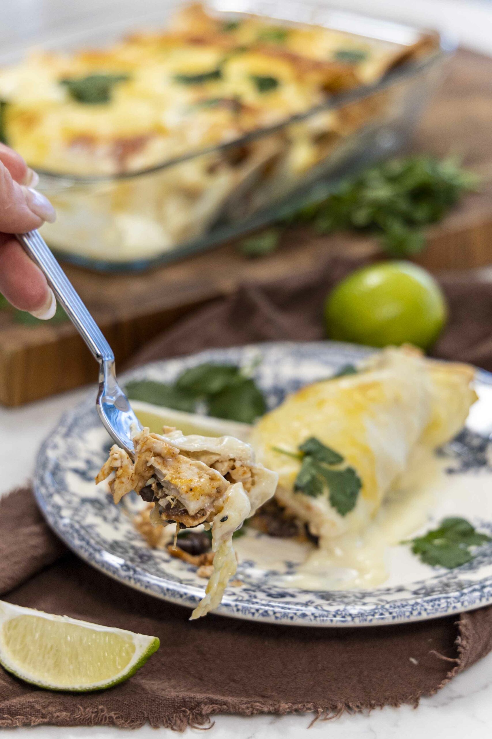 Extra djúsí Enchiladas í hvítri sósu