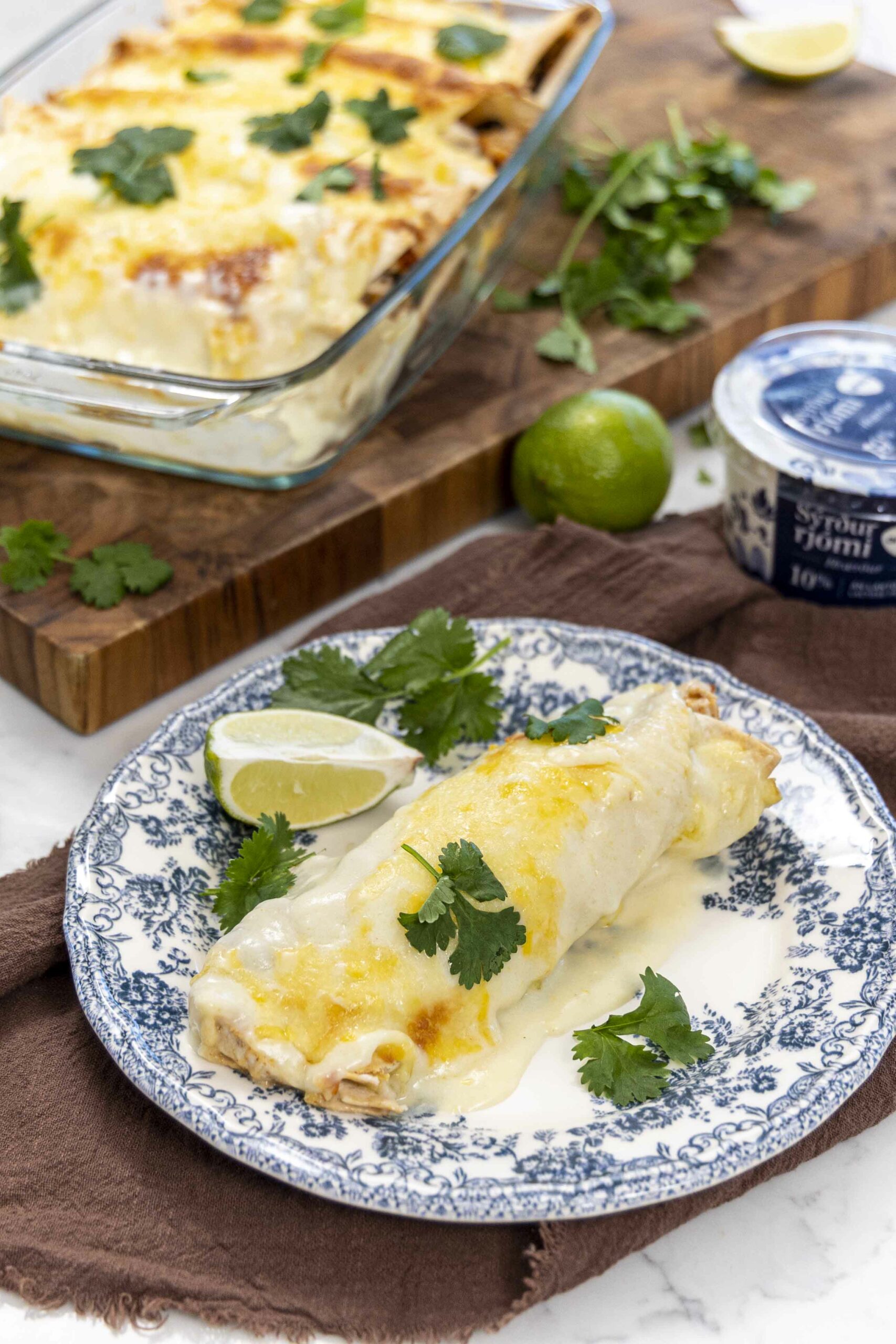 Extra djúsí Enchiladas í hvítri sósu