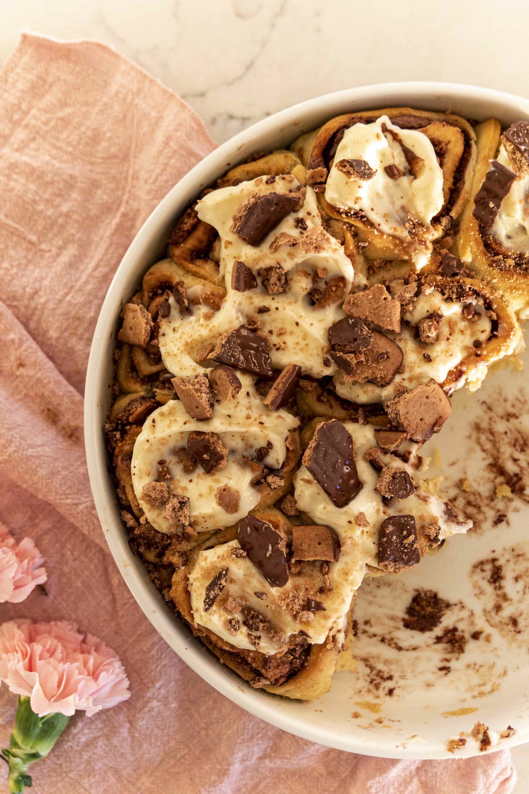 Súkkulaðisnúðar með krönsí kextoppi