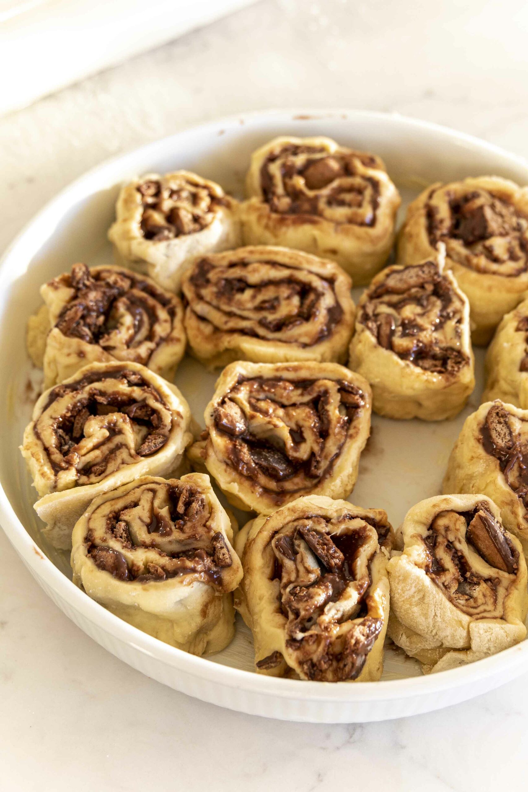 Súkkulaðisnúðar með krönsí kextoppi