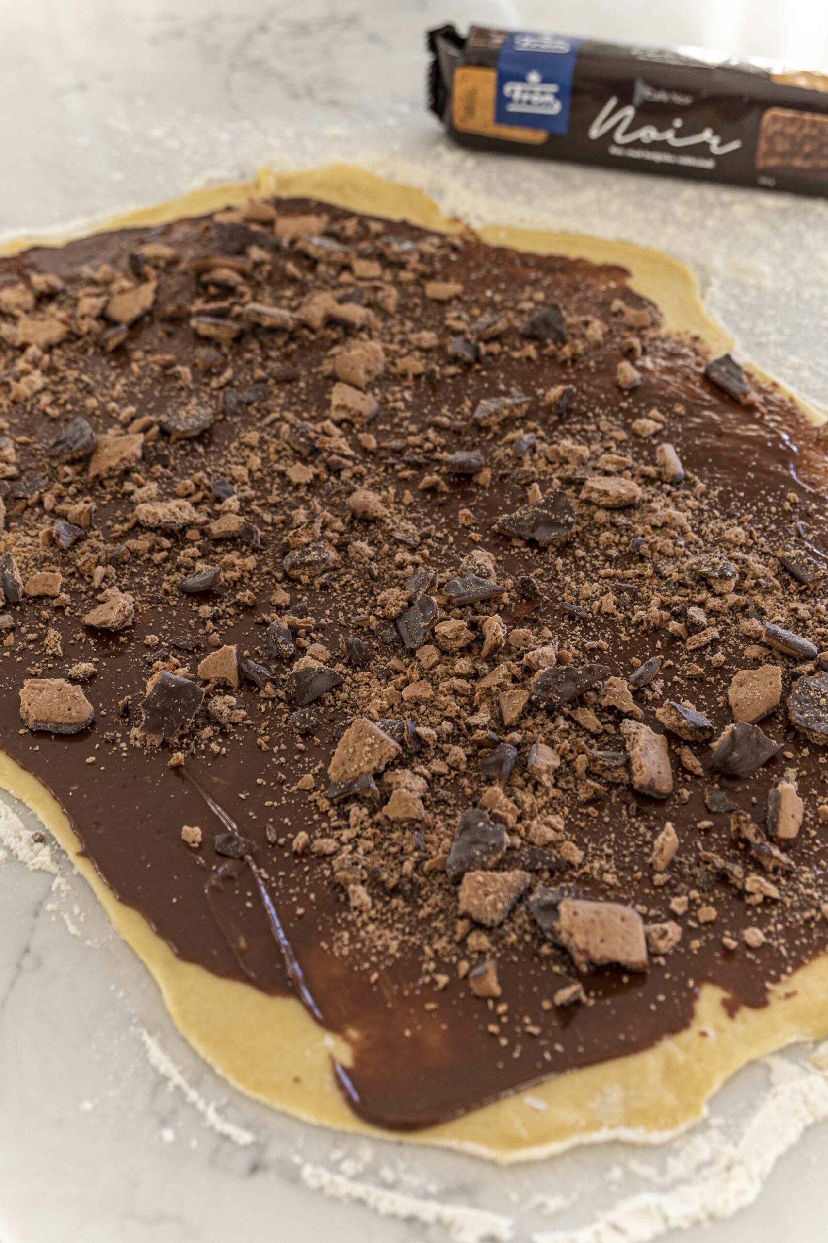 Súkkulaðisnúðar með krönsí kextoppi