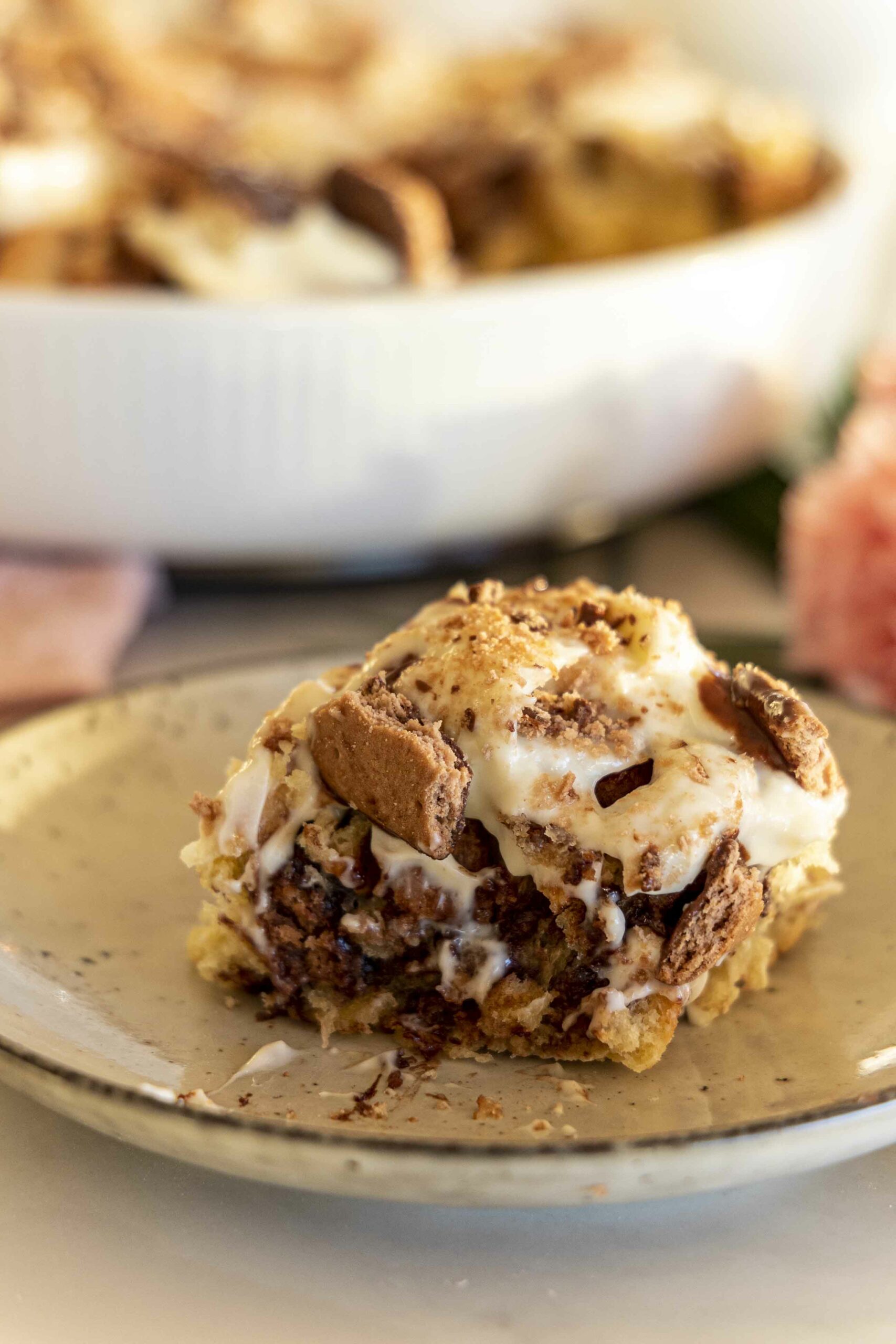 Súkkulaðisnúðar með krönsí kextoppi