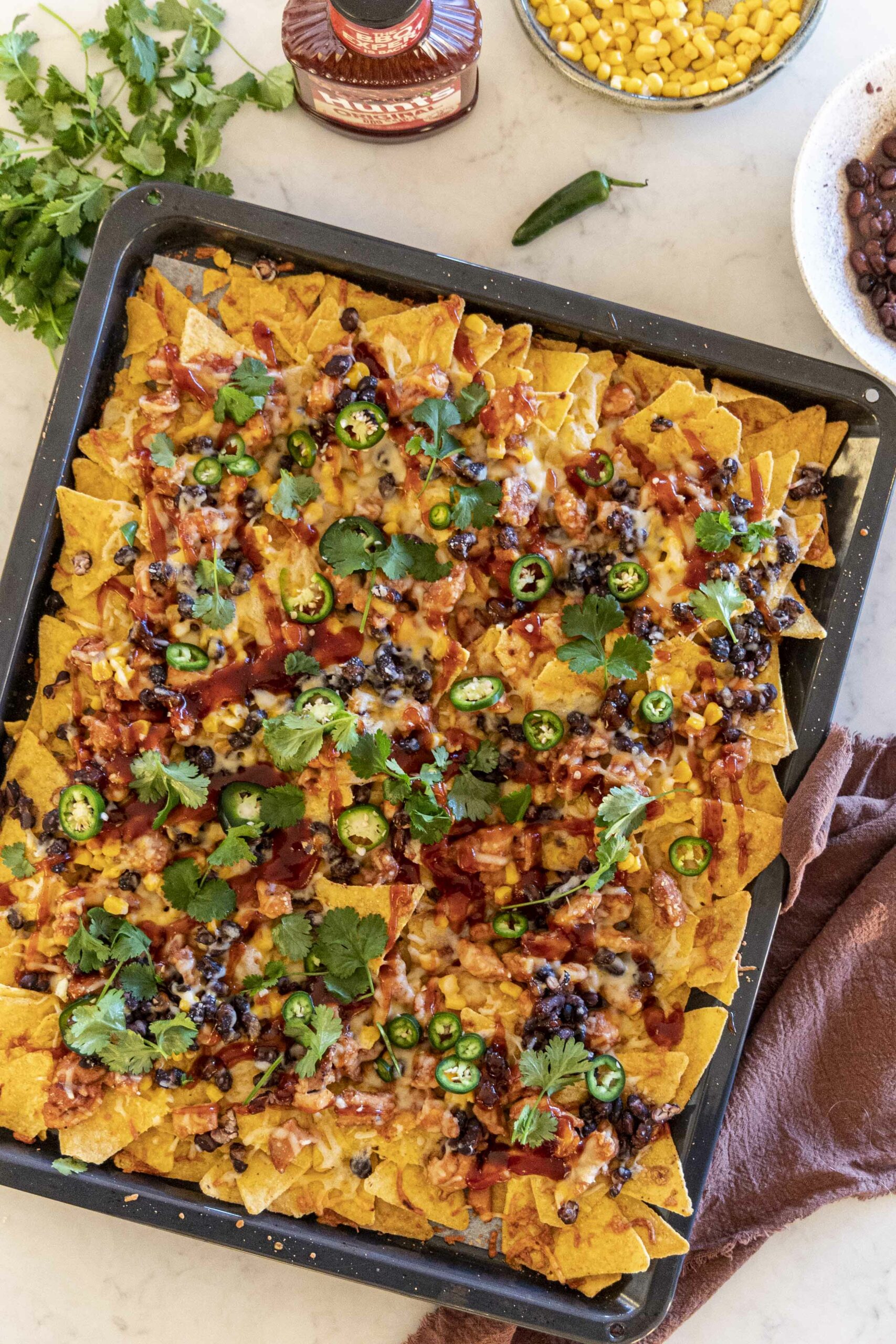 bbq kjúklinga super nachos