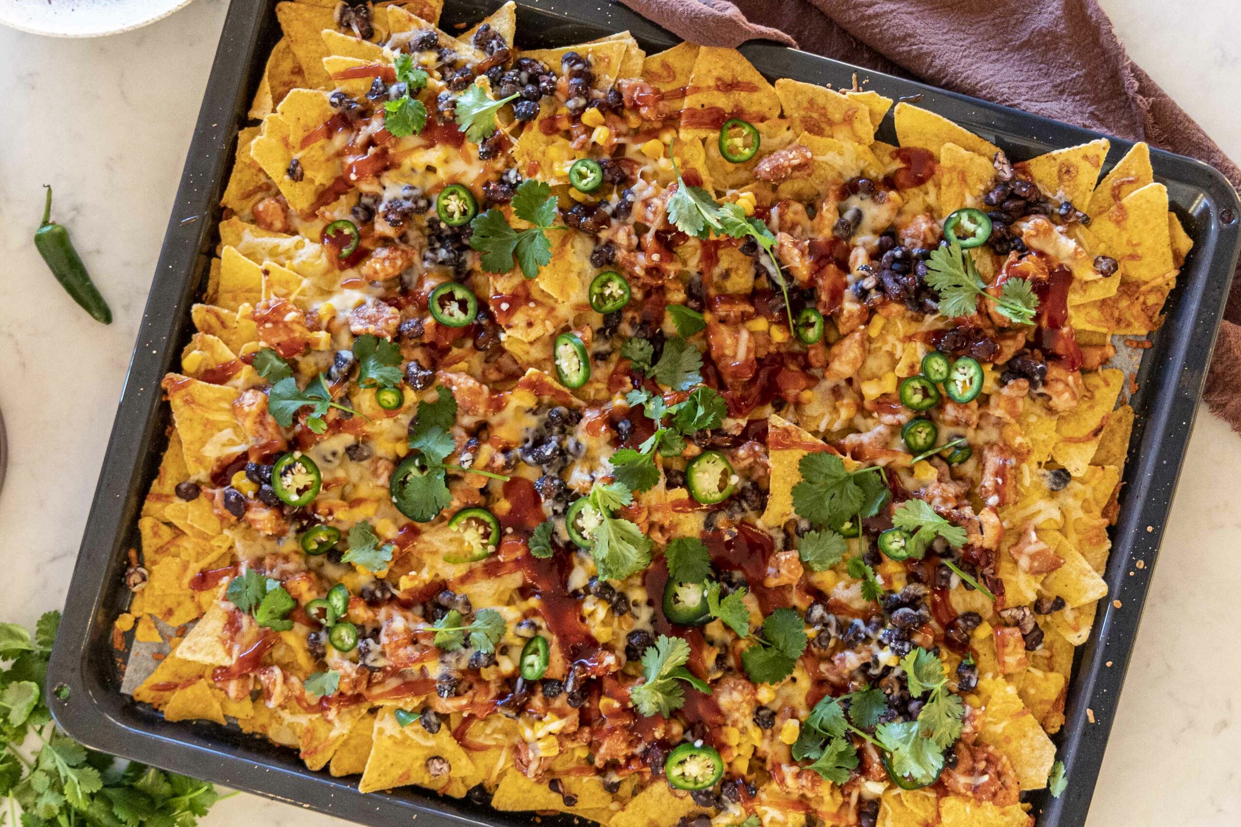 bbq kjúklinga super nachos