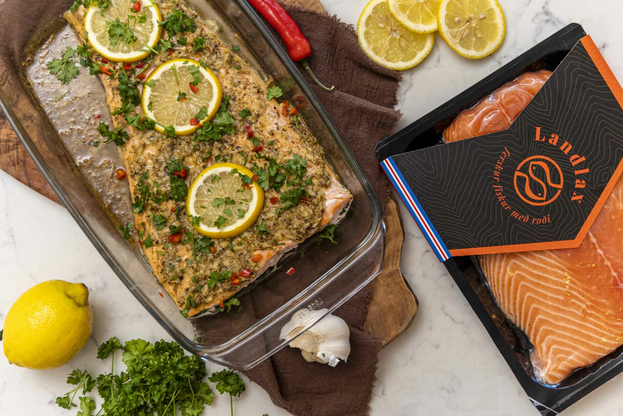 Sítrónupipars og hunangs landlax