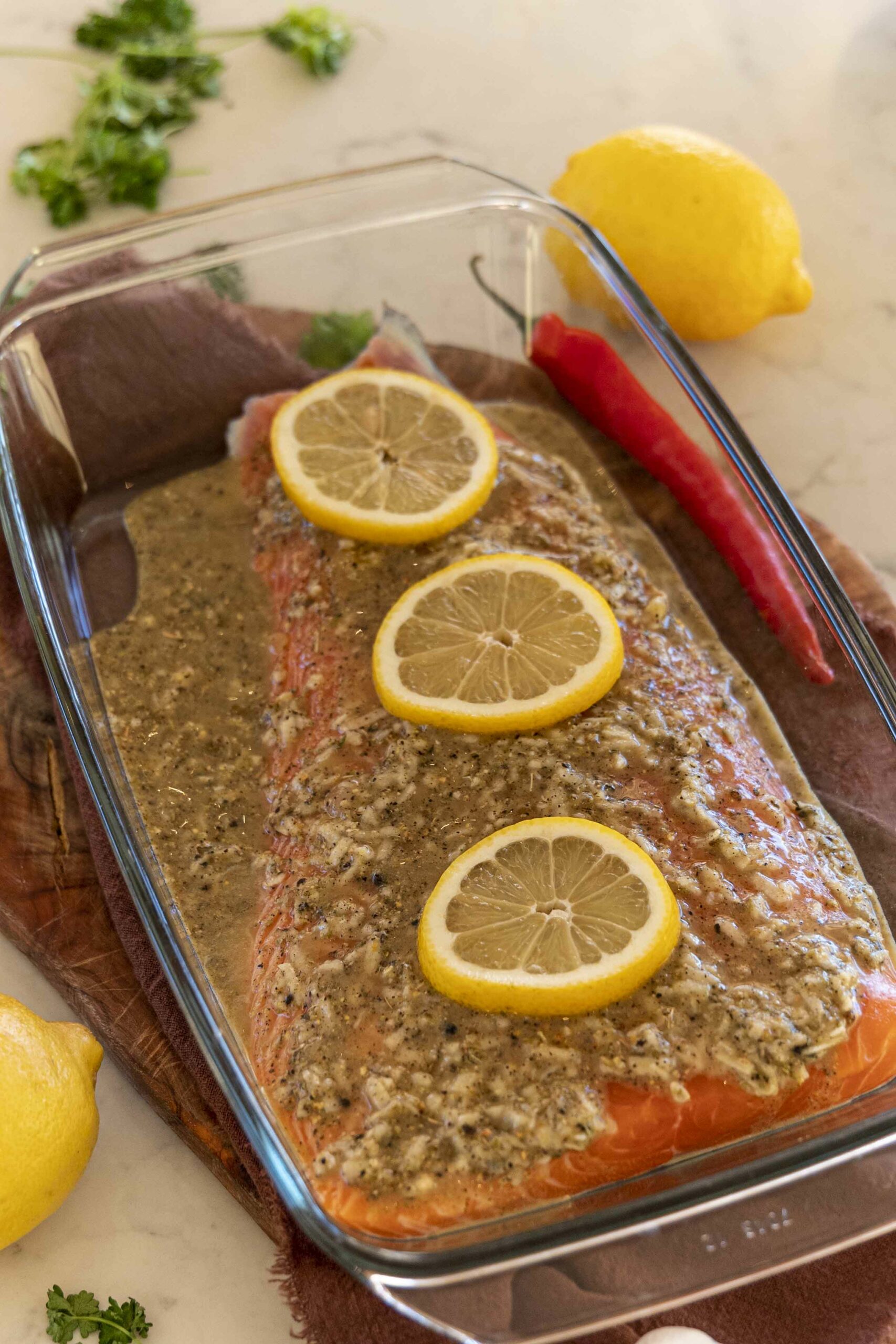 Sítrónupipars og hunangs landlax