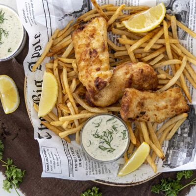 Fljótlegur og góður Fiskur og franskar uppskrift