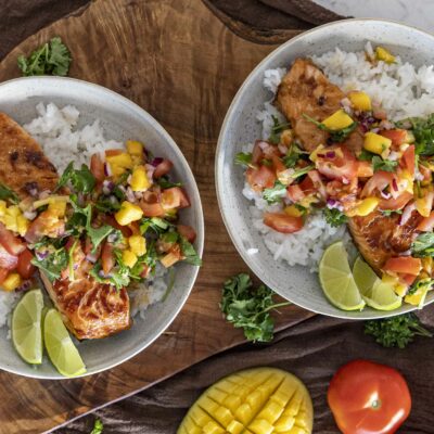 lax í hunangssoja marineringu með mangósalsa