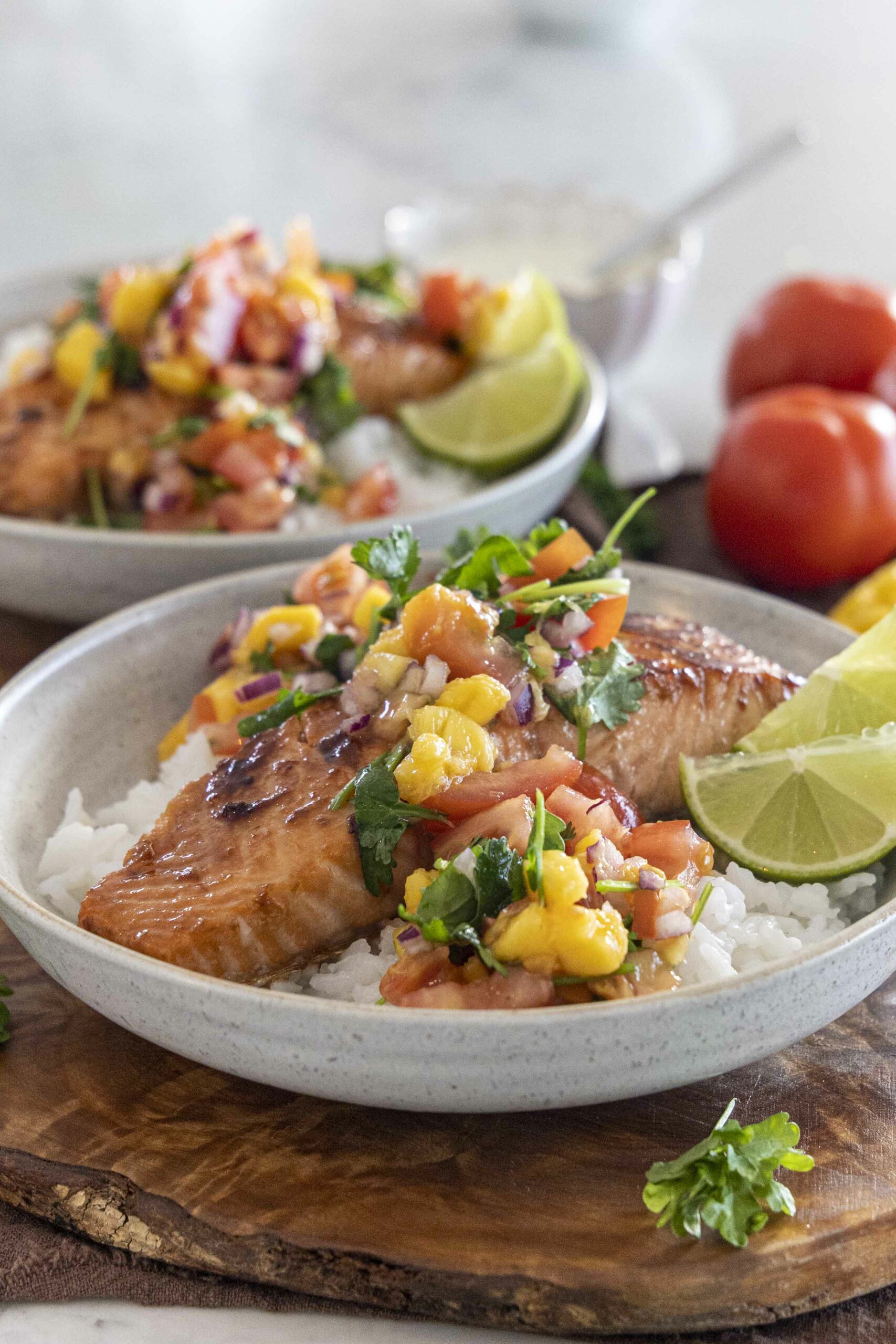 lax í hunangssoja marineringu með mangósalsa