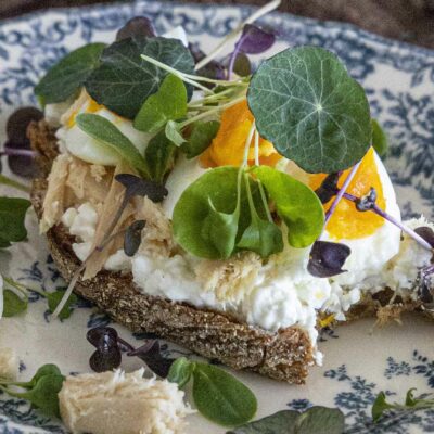 Sprettubrauð - prótein og trefjaríkt ristabrauð með túnfisk, kotasælu og sprettum