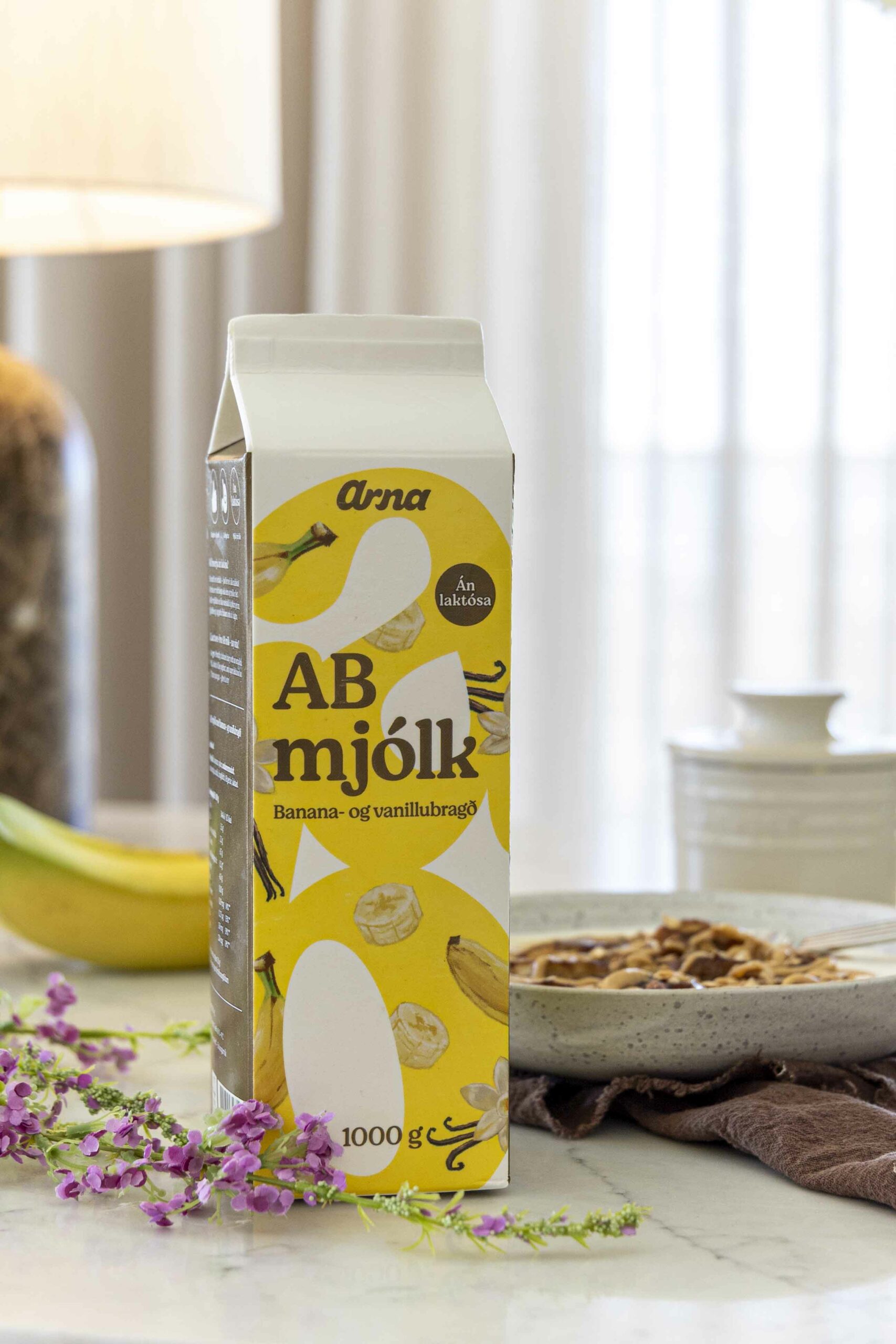 Ab mjólkur skál með smjörsteiktum bönunum