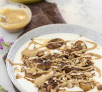 Ab mjólkur skál með smjörsteiktum bönunum