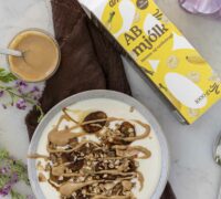 Ab mjólkur skál með smjörsteiktum bönunum