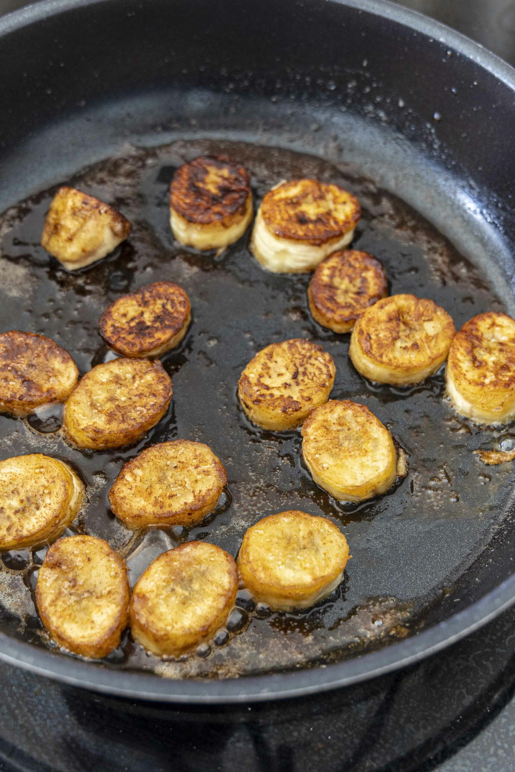 Ab mjólkur skál með smjörsteiktum bönunum