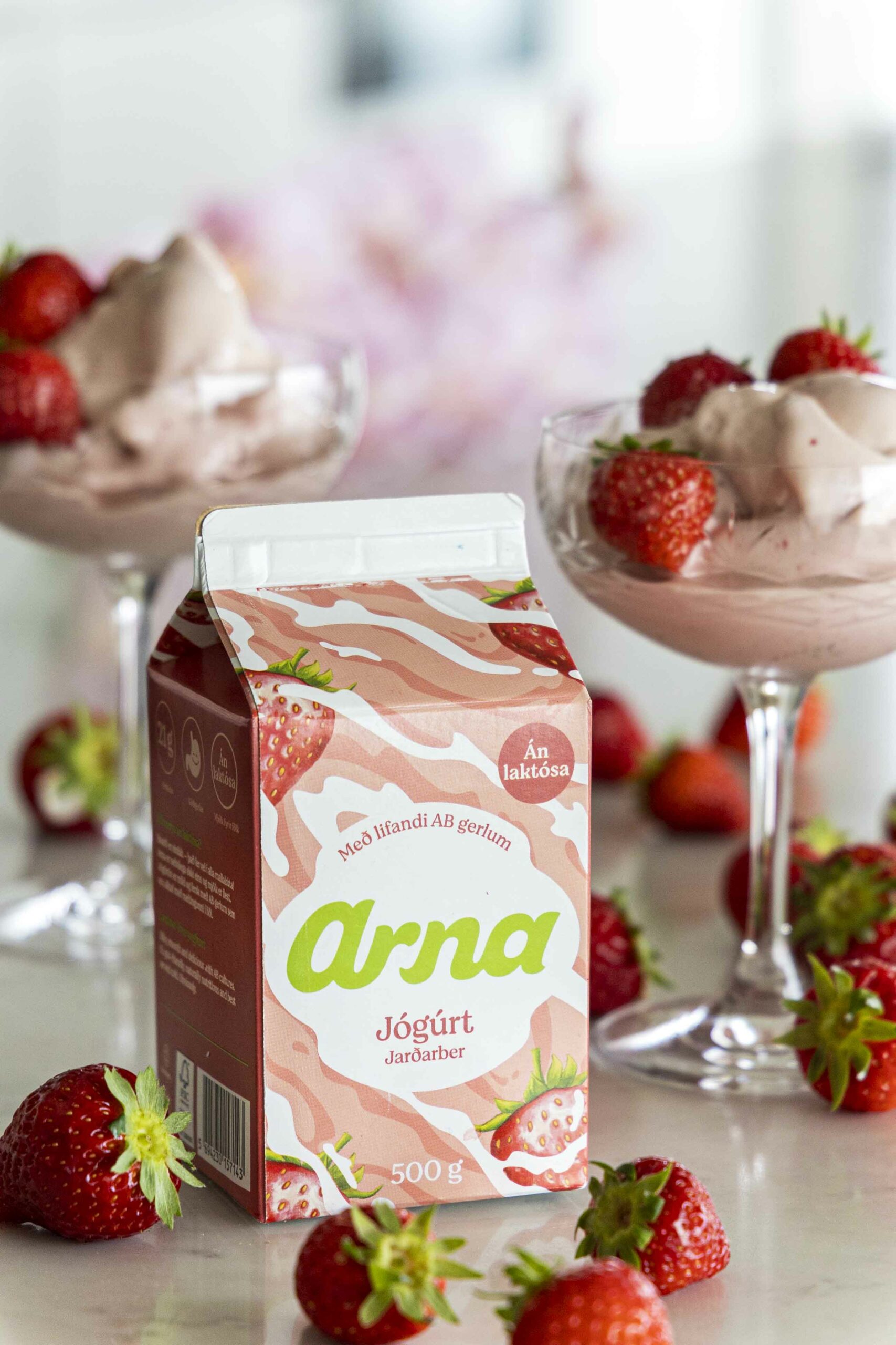 Jarðaberja próteinís með góðgerlum