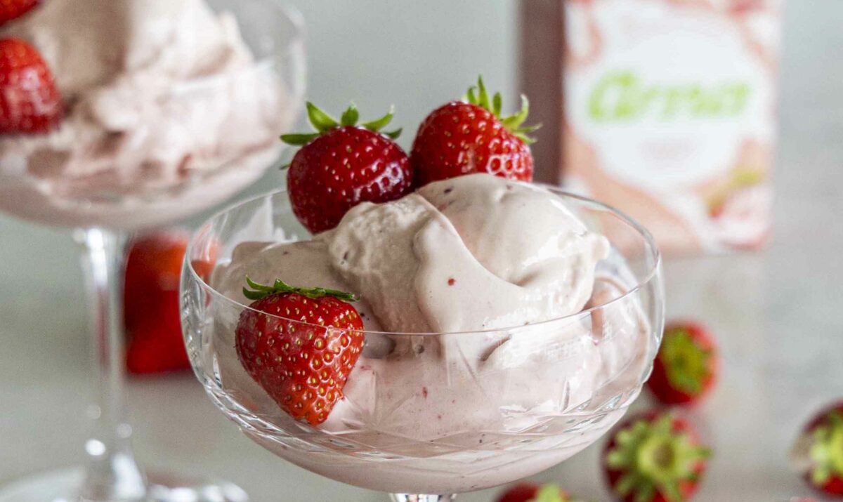 Jarðaberja próteinís með góðgerlum