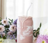 Bleikur berjasmoothie með ab mjólk - ríkur af góðgerlum
