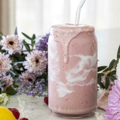 Bleikur berjasmoothie með ab mjólk - ríkur af góðgerlum