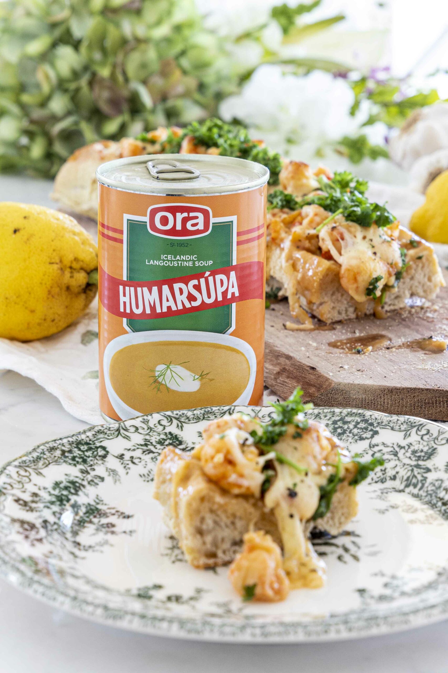 Humarbrauð með bræddum osti