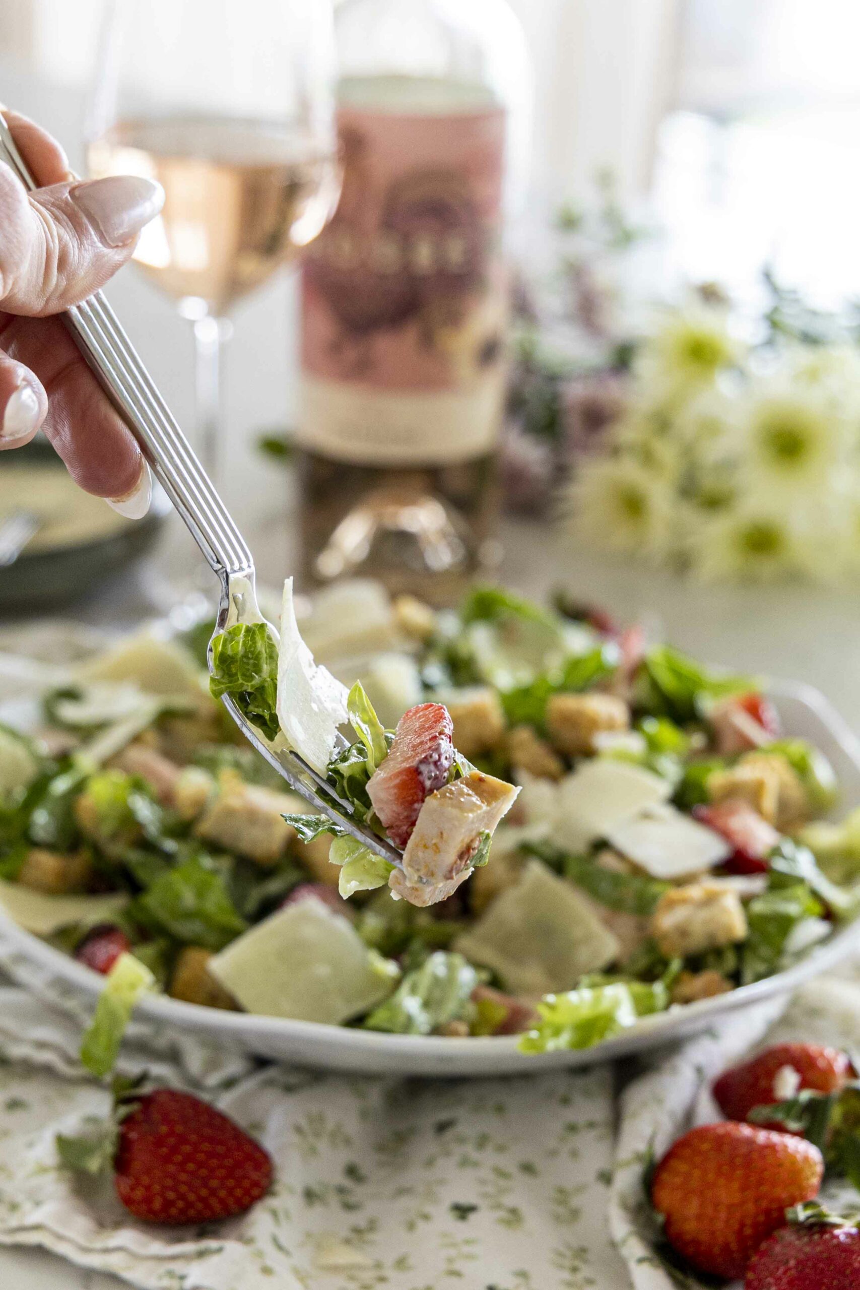 Ceasar salat með jarðaberjum