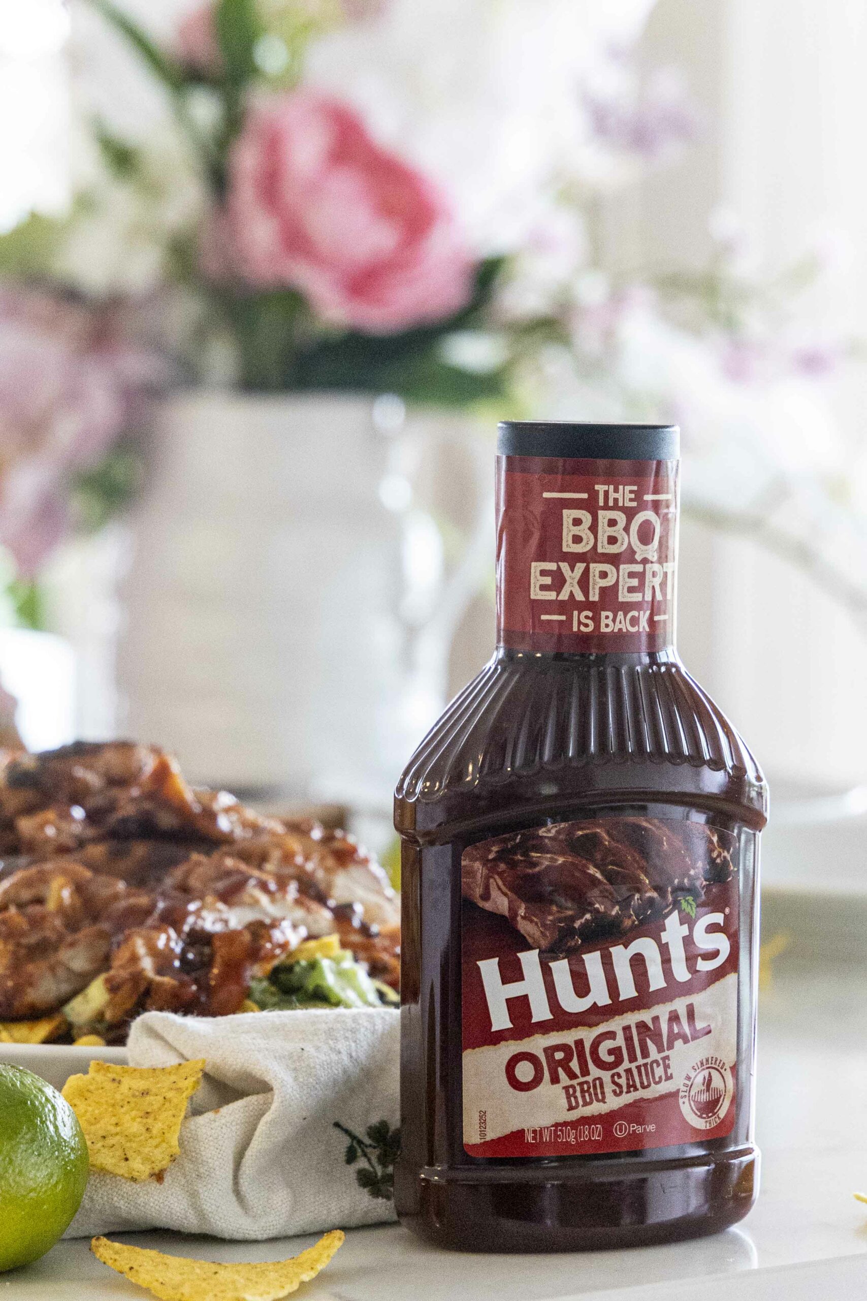 bbq kjúklingasalat með ljúffengri kóríanderdressingu