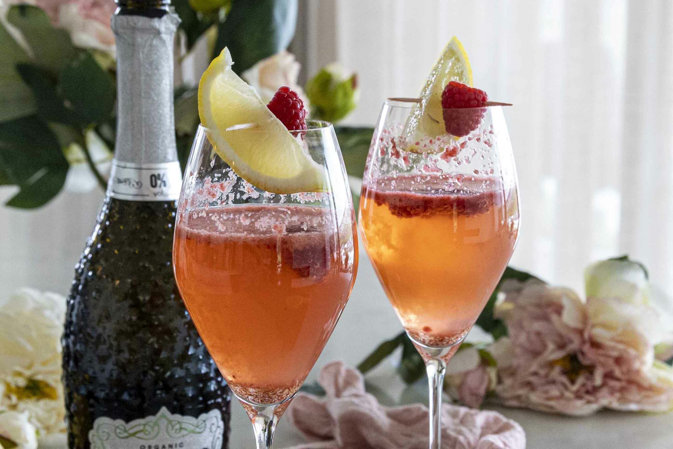 Hindberja Fizz áfengislaus kokteill