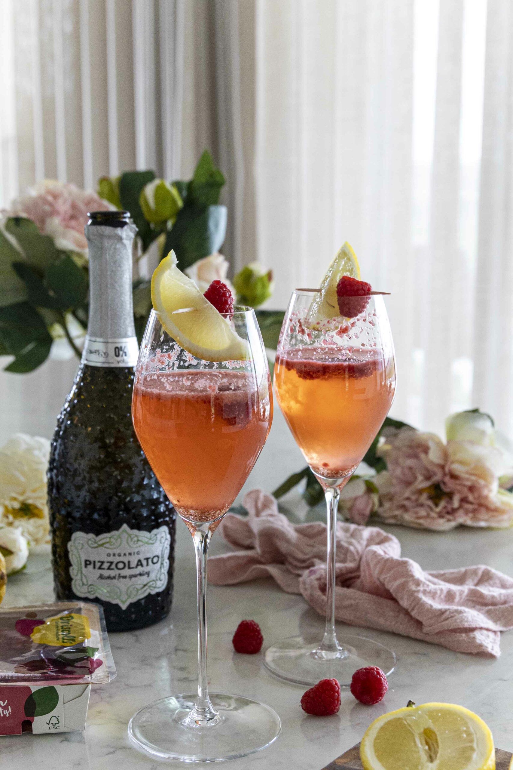 Hindberja Fizz áfengislaus kokteill