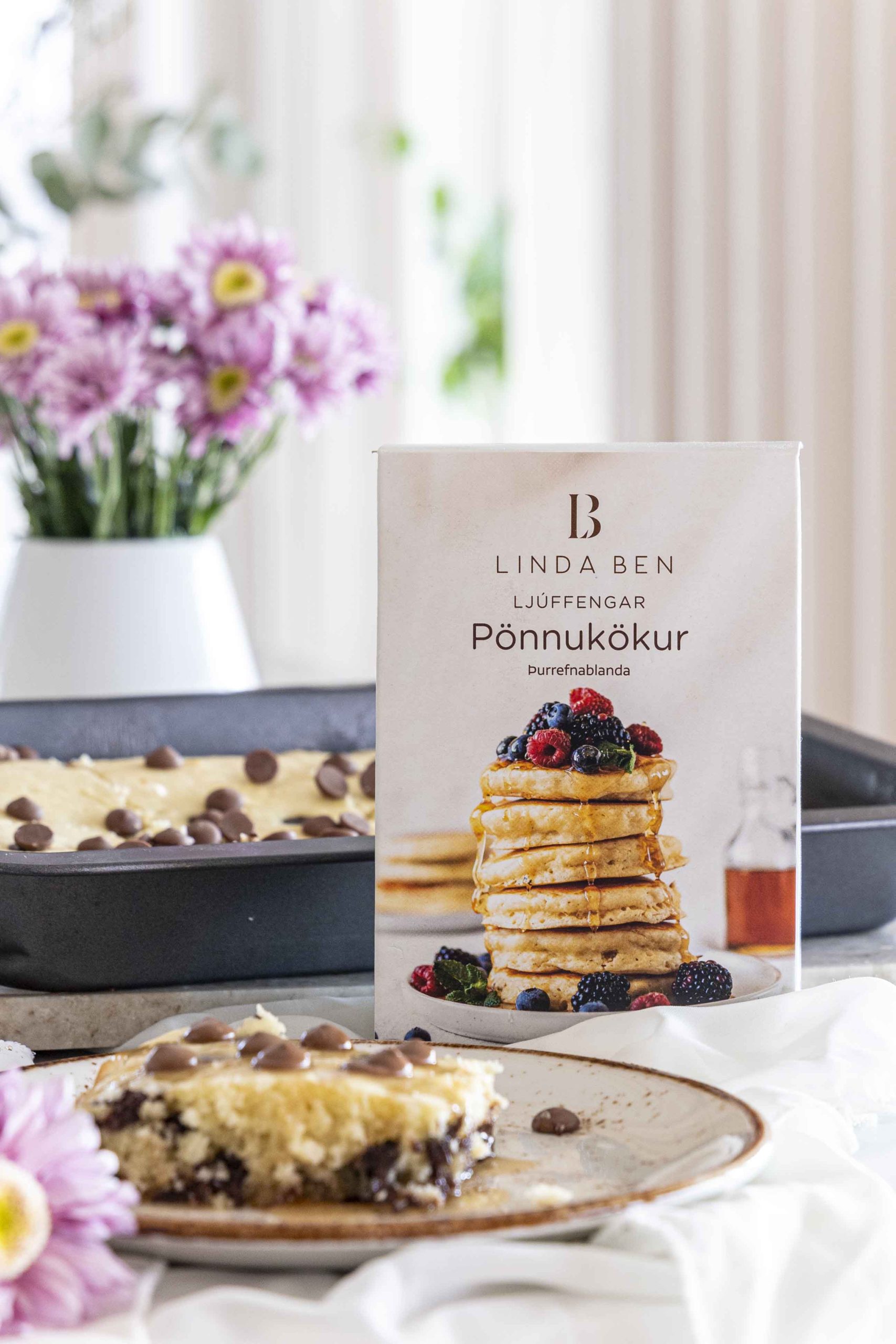 súkkulaðibita pönnukökur bakaðar í einu fati
