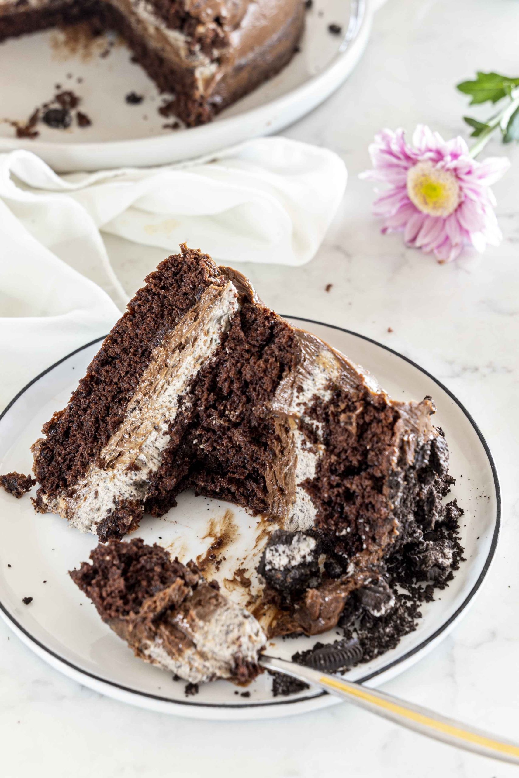Súkkulaði fudge kaka með oreo smjörkremsfyllingu